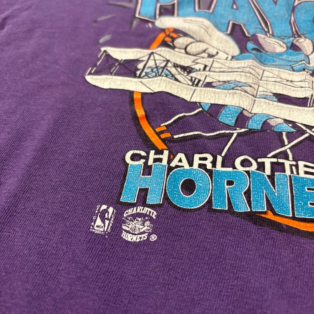 Vtg 1993 Charlotte Hornets NBA Playoffs T-Shirt Youth 10-12 Purple Basketball‎ - Picture 3 of 9